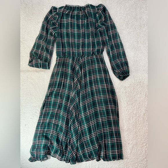 Green Plaid Pleated Midi Dress by Ann Taylor - Picture 5 of 10